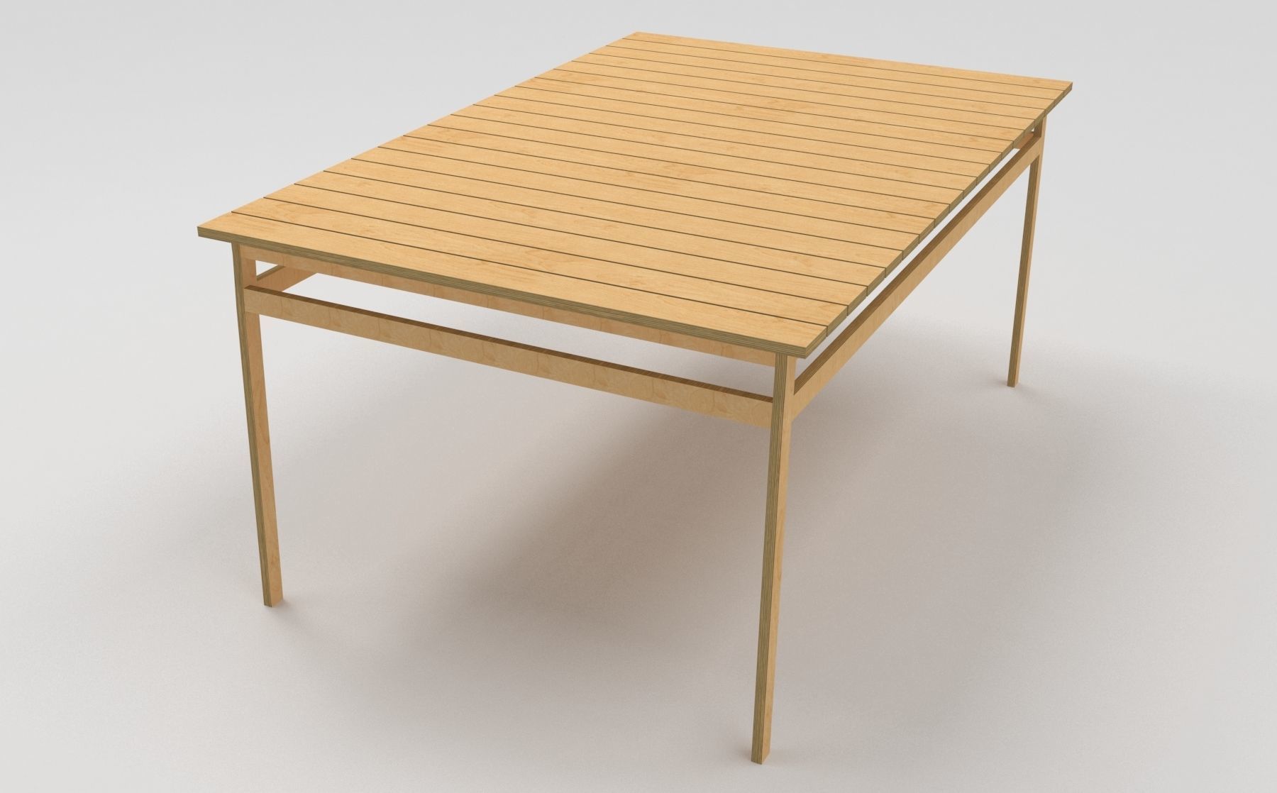 plywood table square low poly Low-poly 3D model_5