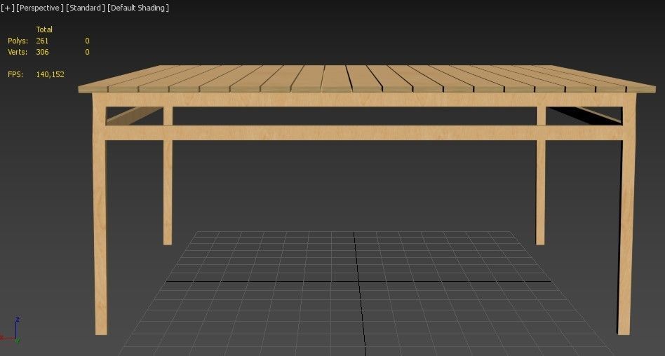 plywood table square low poly Low-poly 3D model_19