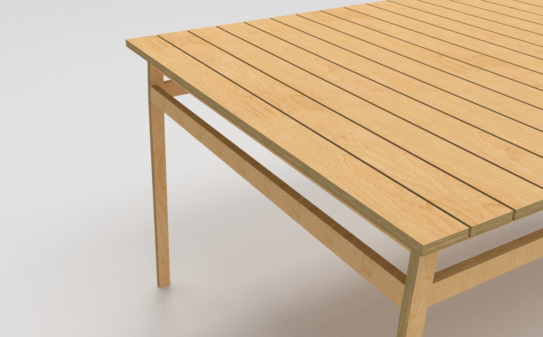 plywood table square low poly Low-poly 3D model_8