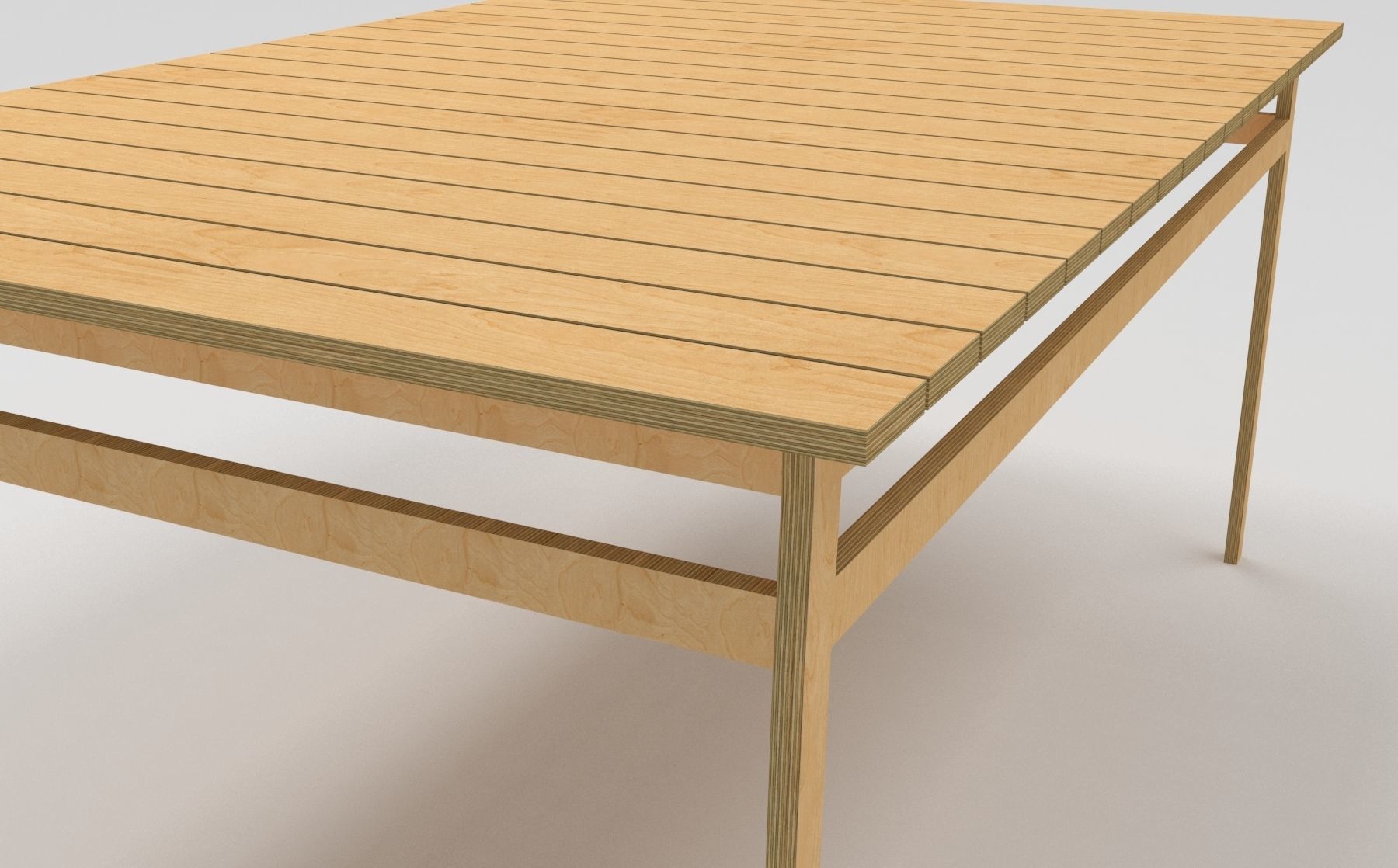 plywood table square low poly Low-poly 3D model_9