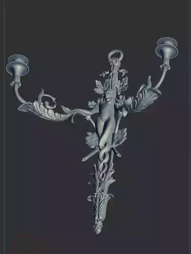 French-gilt-bronze-twin-light-wall humanoid creature with wings