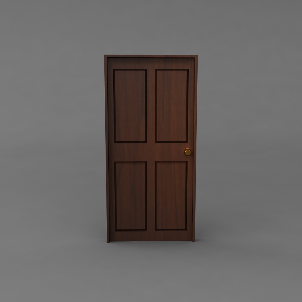 Simple Classic Door 3D model_2