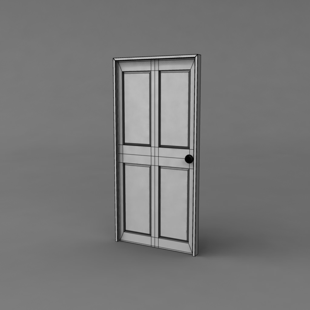 Simple Classic Door 3D model_5