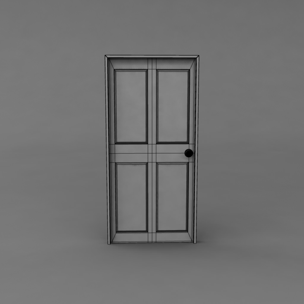 Simple Classic Door 3D model_4