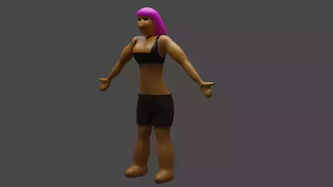 low poly girl for game