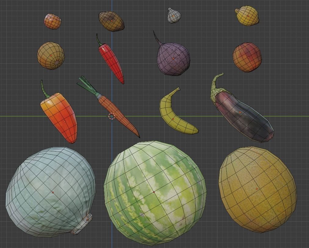 Fruits and Vegetables Pack Low-poly 3D model_2