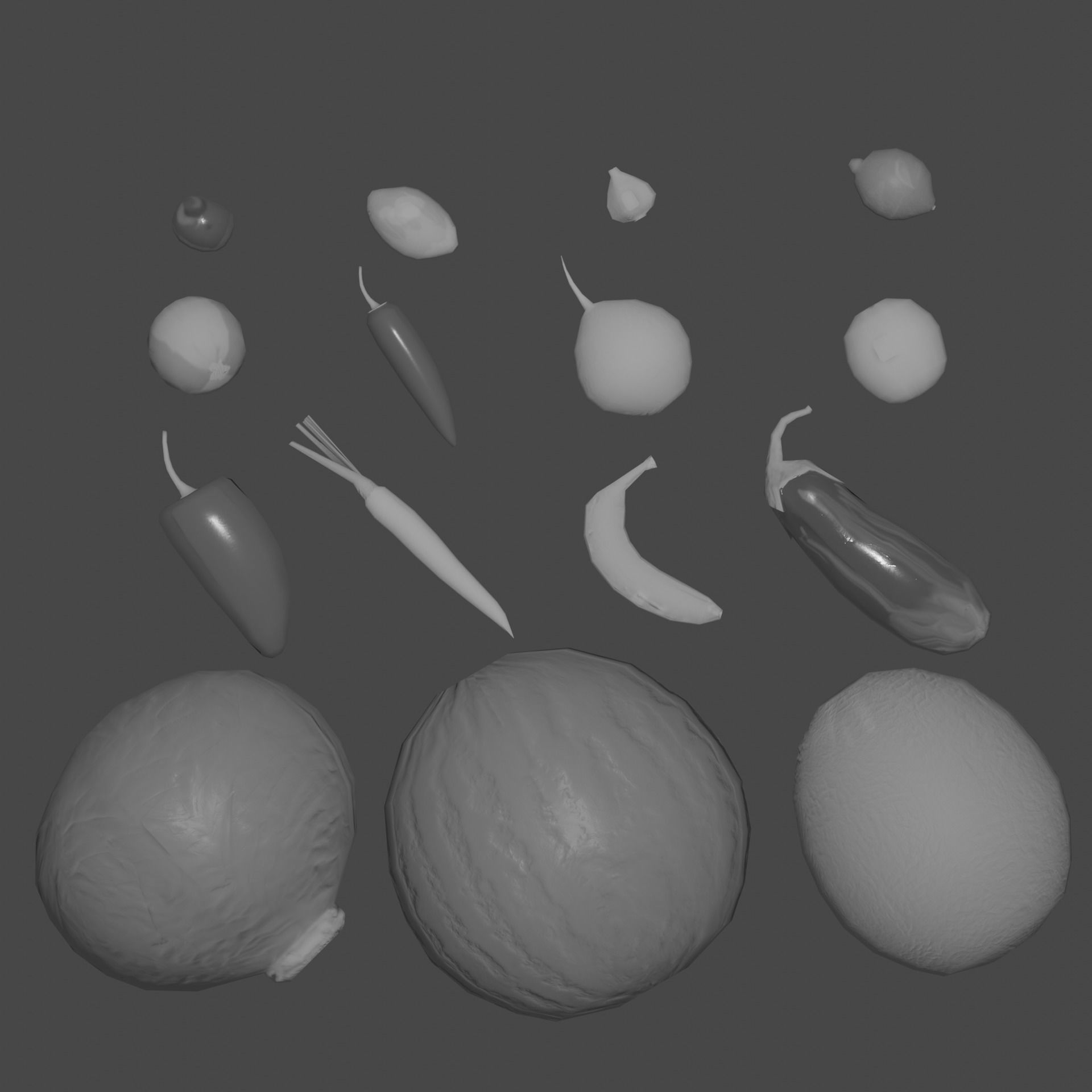 Fruits and Vegetables Pack Low-poly 3D model_4