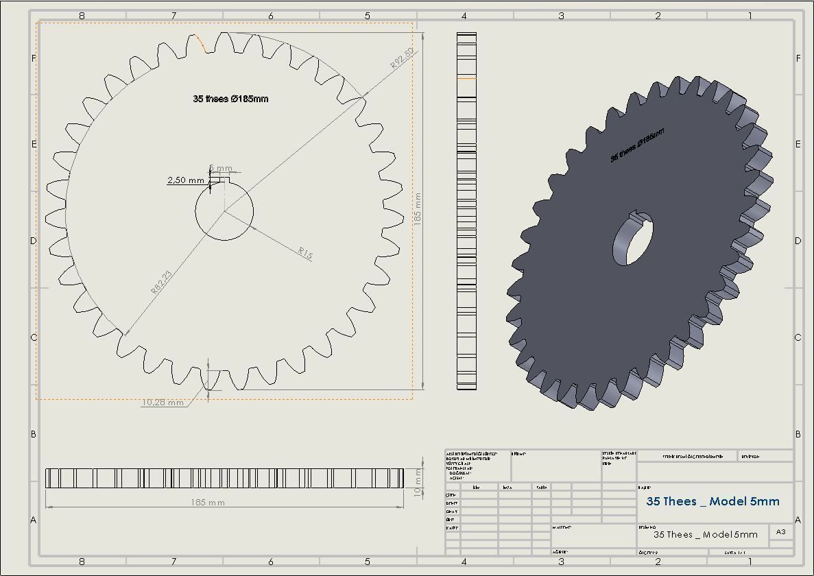 Original Size Gear Wheel 35 Tooth modul 5mm Ready for 3D print  3D print model_9