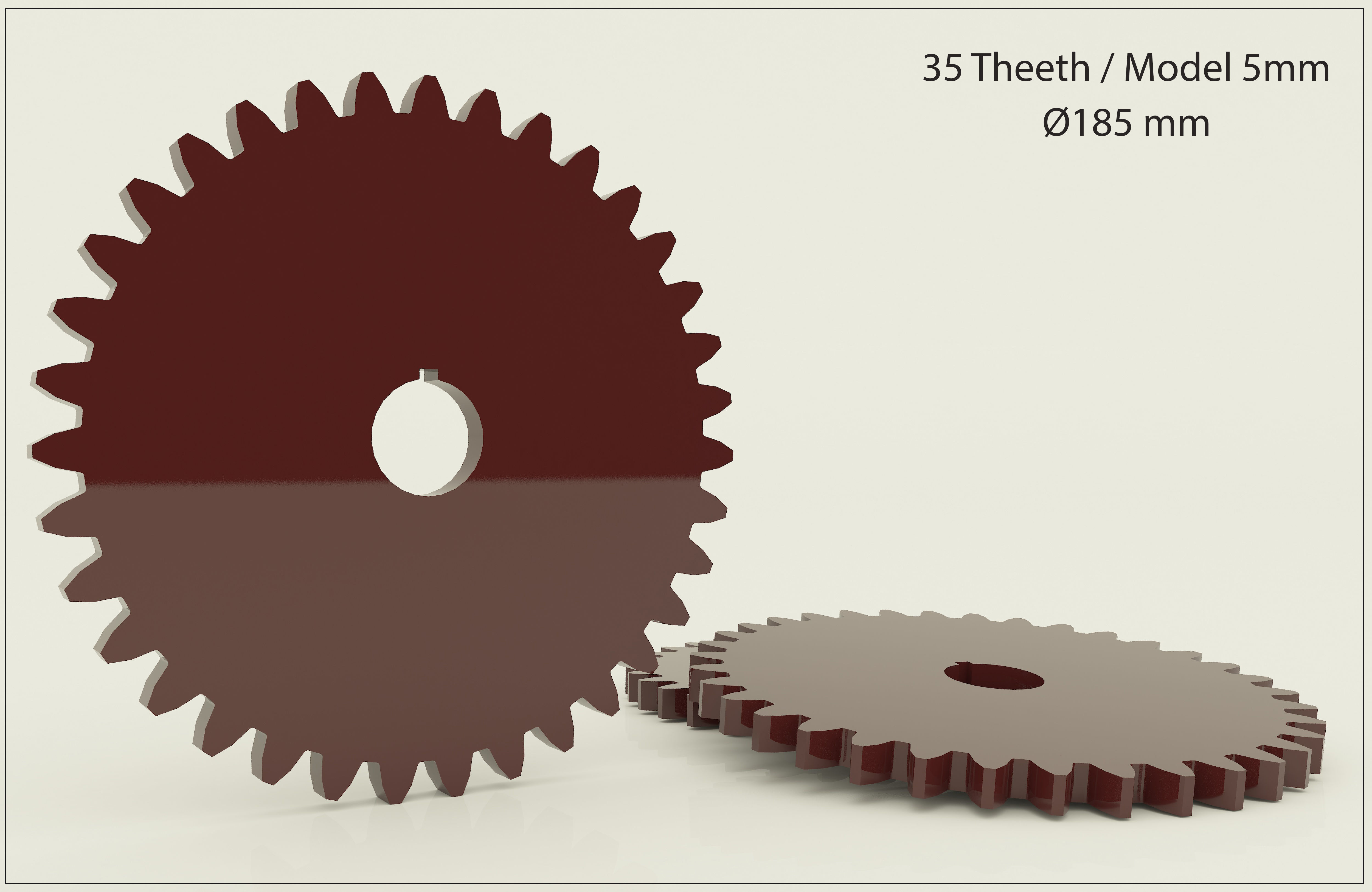Original Size Gear Wheel 35 Tooth modul 5mm Ready for 3D print  3D print model_7