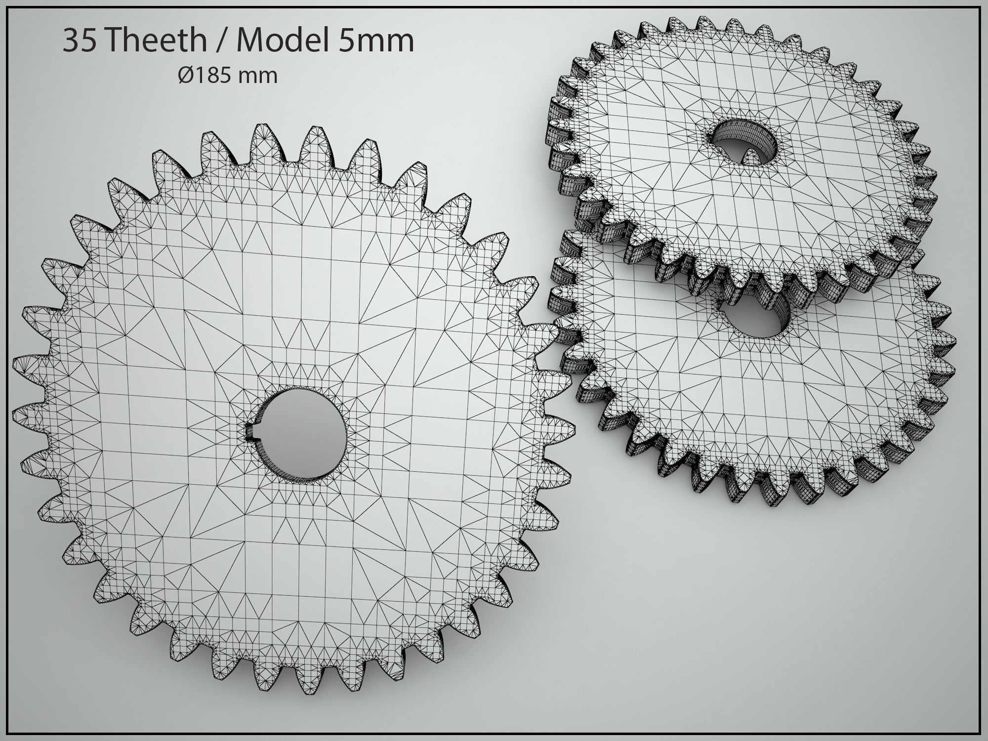 Original Size Gear Wheel 35 Tooth modul 5mm Ready for 3D print  3D print model_3