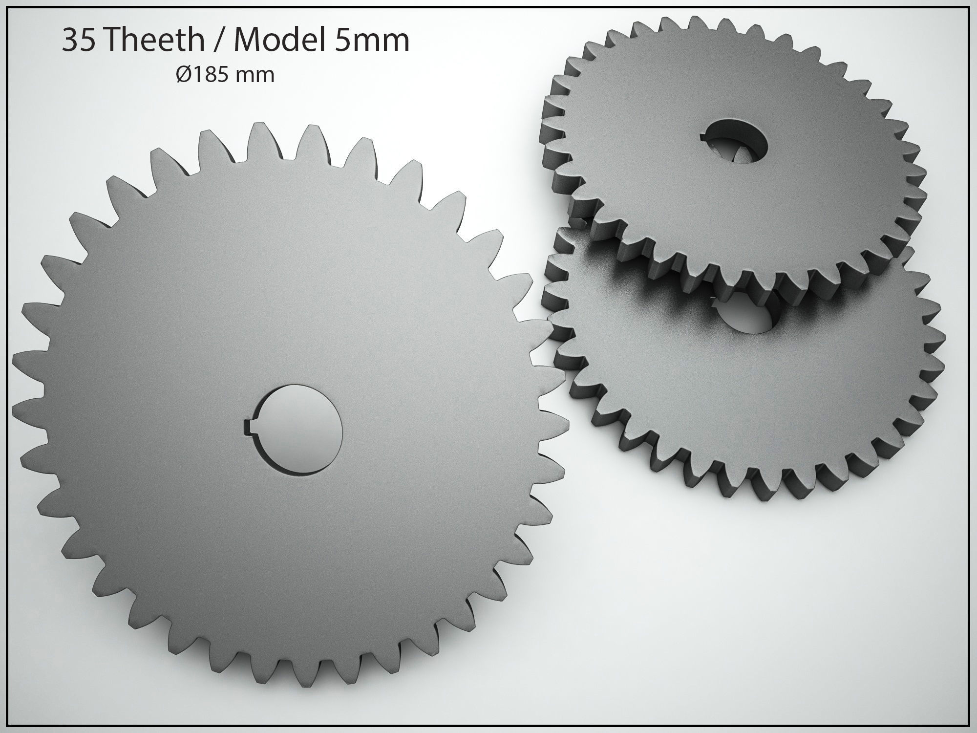 Original Size Gear Wheel 35 Tooth modul 5mm Ready for 3D print  3D print model_10