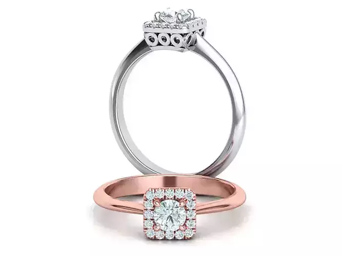 ArtDeco Halo Engagement ring 30pt main Stone 3dmodel 