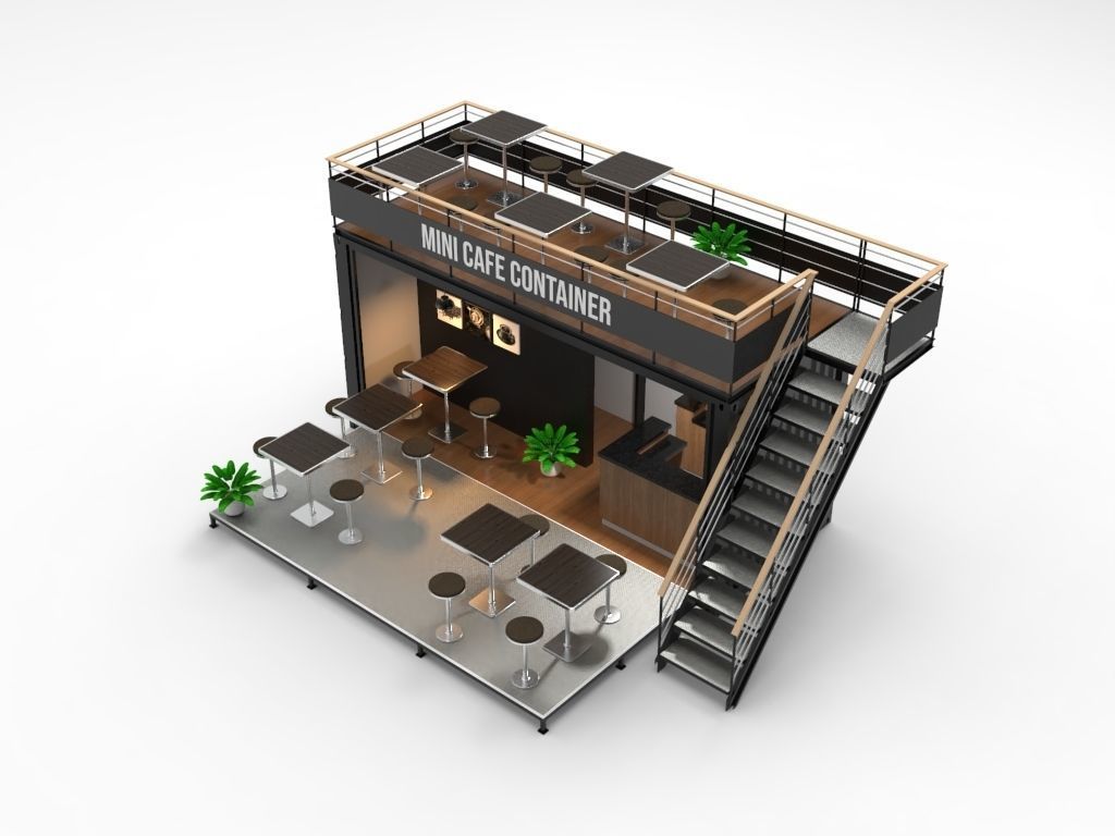 Mini Cafe Container 3D model_3