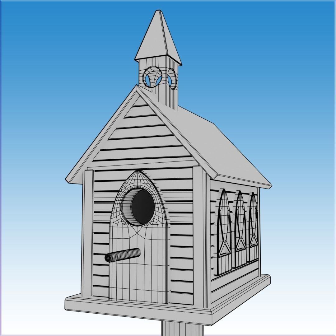 Church Bird House 3D model_7