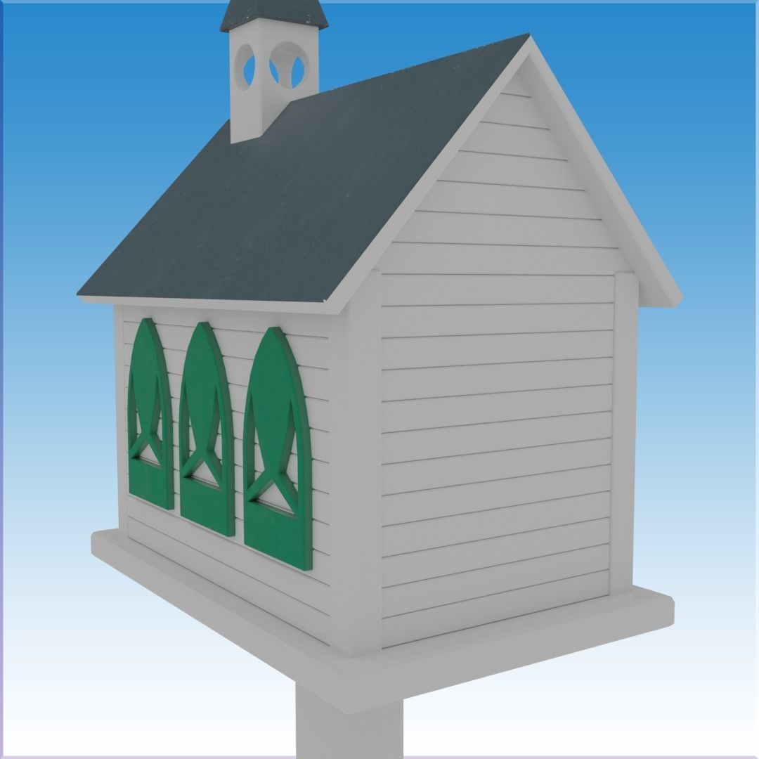 Church Bird House 3D model_5