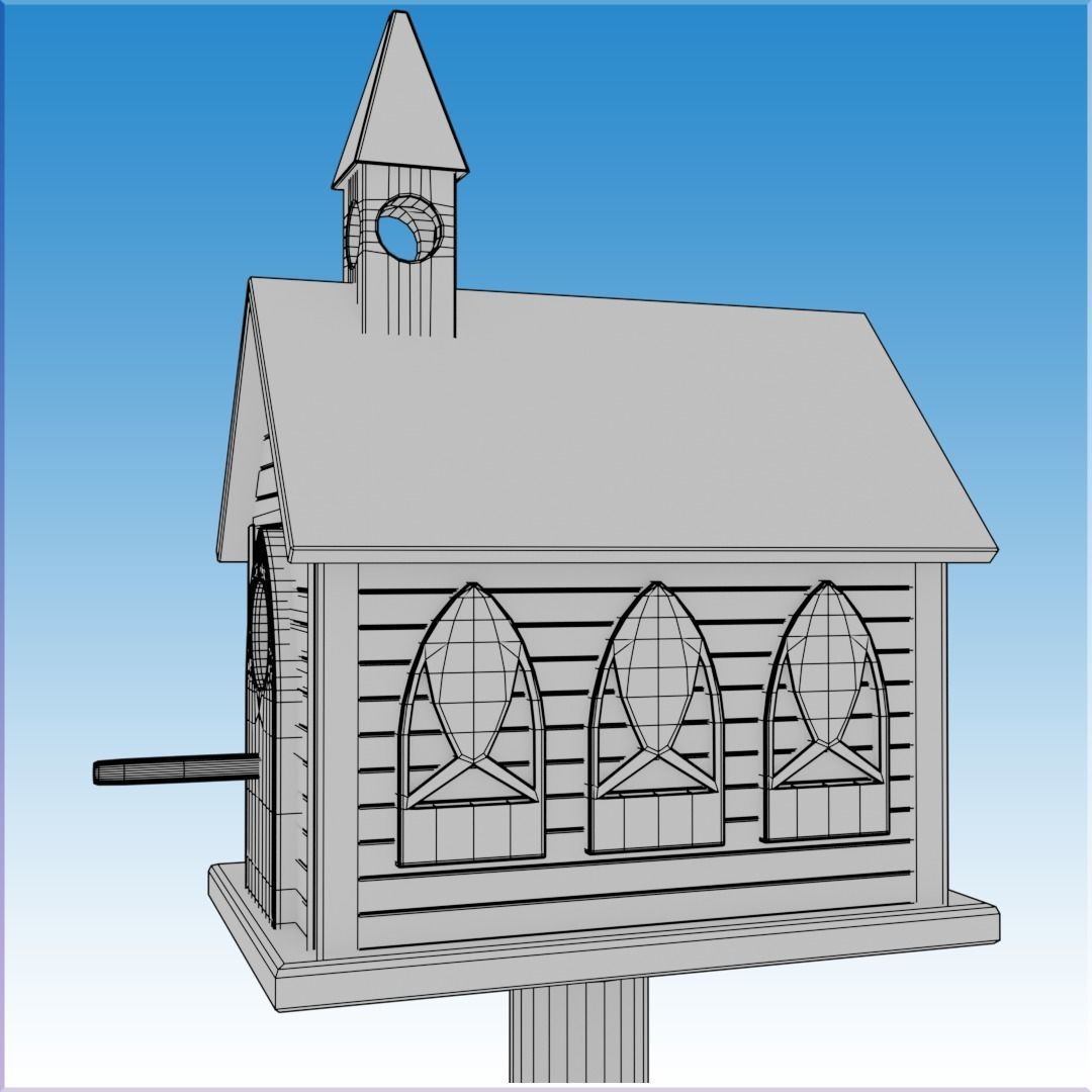 Church Bird House 3D model_6