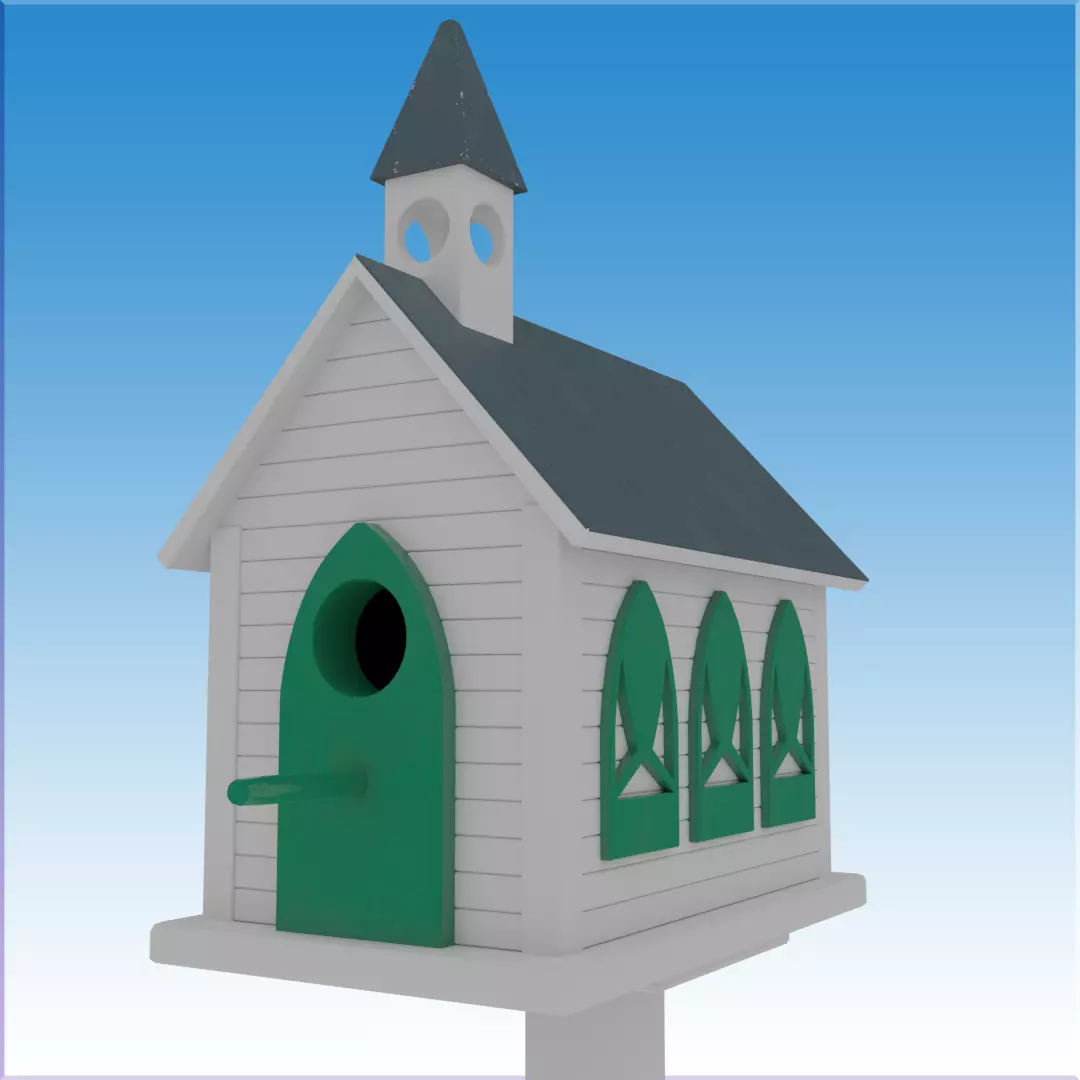 Church Bird House 3D model_0