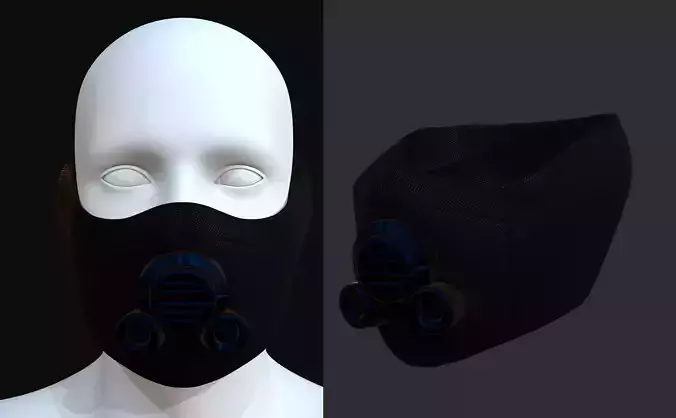 Gas mask helmet 3d model scifi Low-poly 