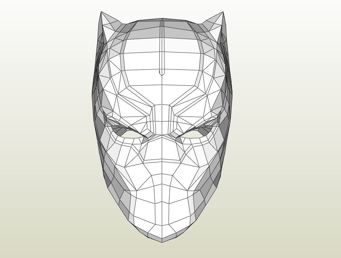 black panther mask 3d model and papercraft template 3D print model_3