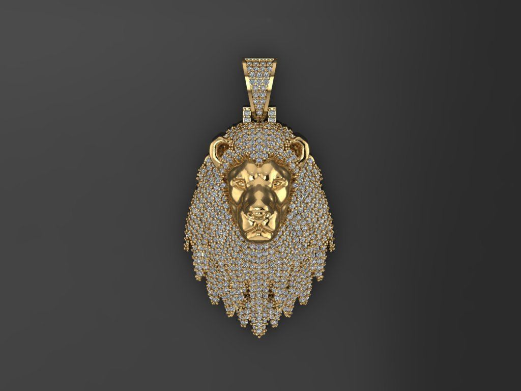  lion necklace 3D print model_1
