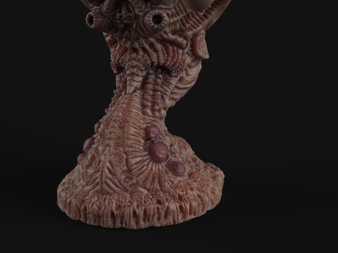 Alien Bust inspired in Giger 3D print model_12