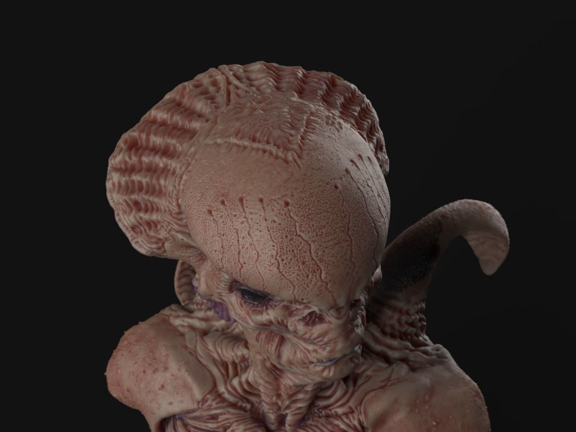 Alien Bust inspired in Giger 3D print model_2