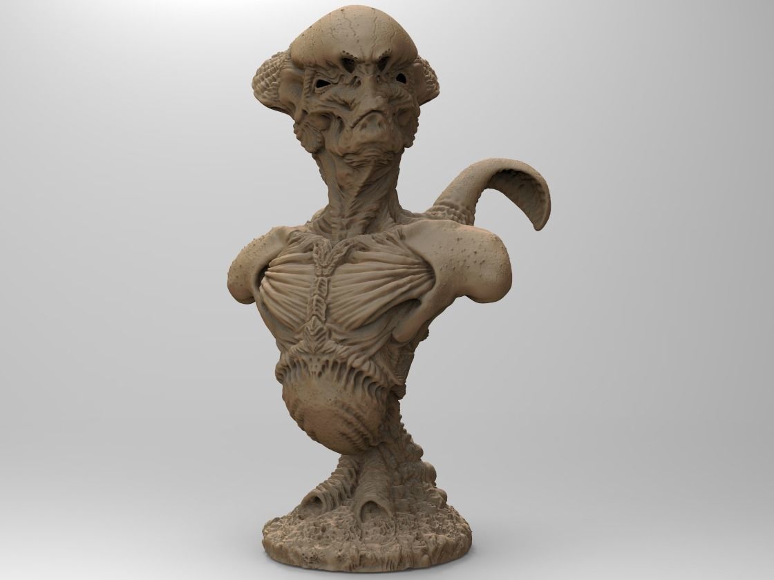 Alien Bust inspired in Giger 3D print model_14