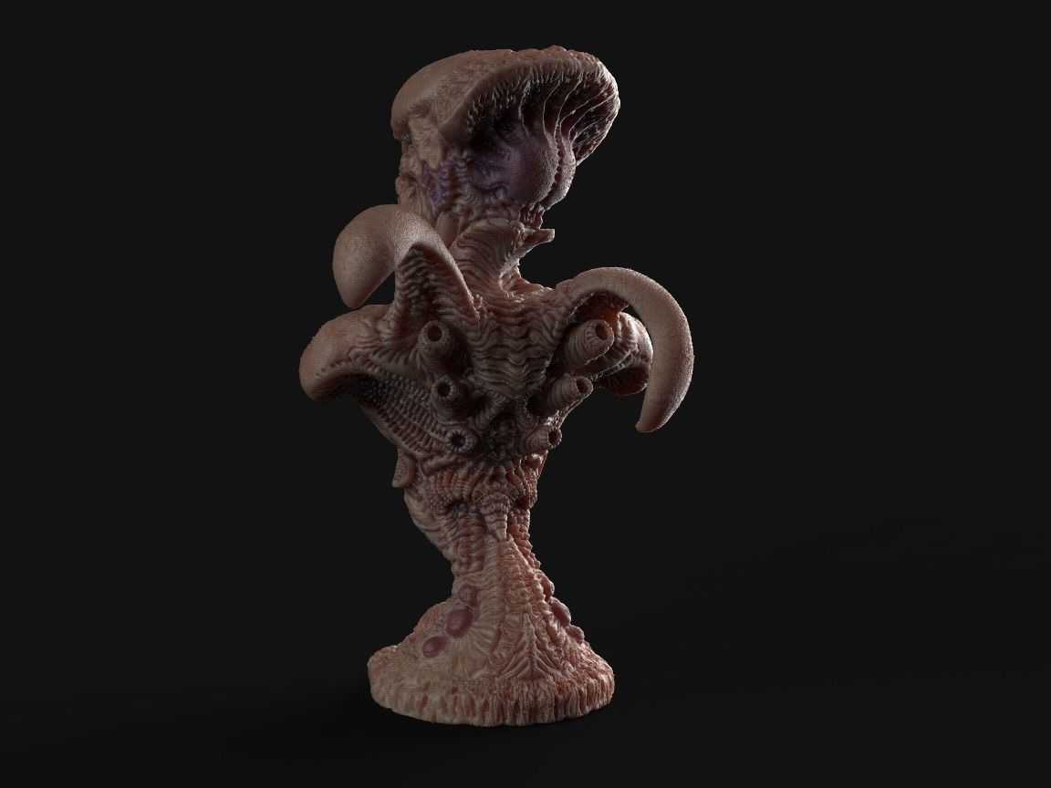 Alien Bust inspired in Giger 3D print model_13
