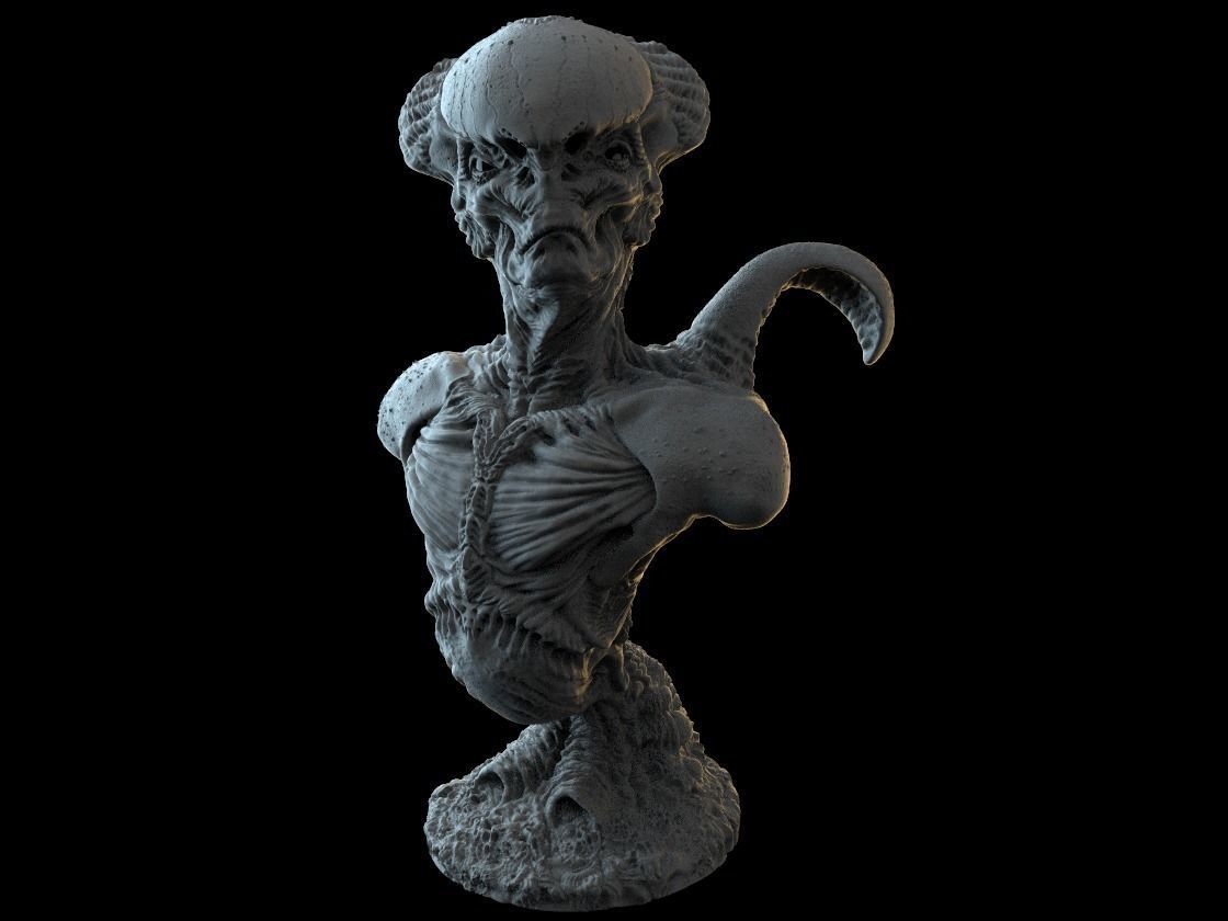 Alien Bust inspired in Giger 3D print model_15