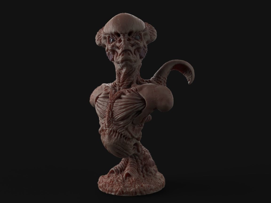 Alien Bust inspired in Giger 3D print model_8
