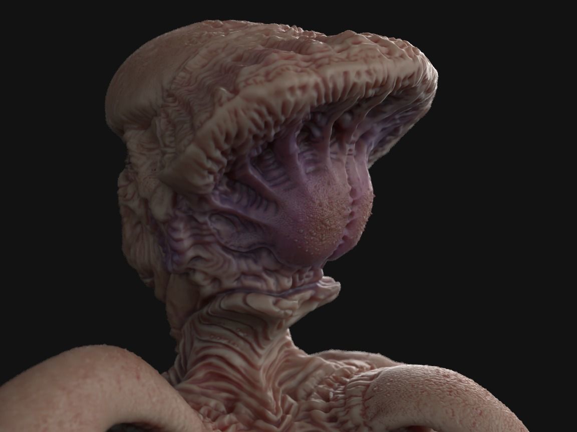 Alien Bust inspired in Giger 3D print model_11