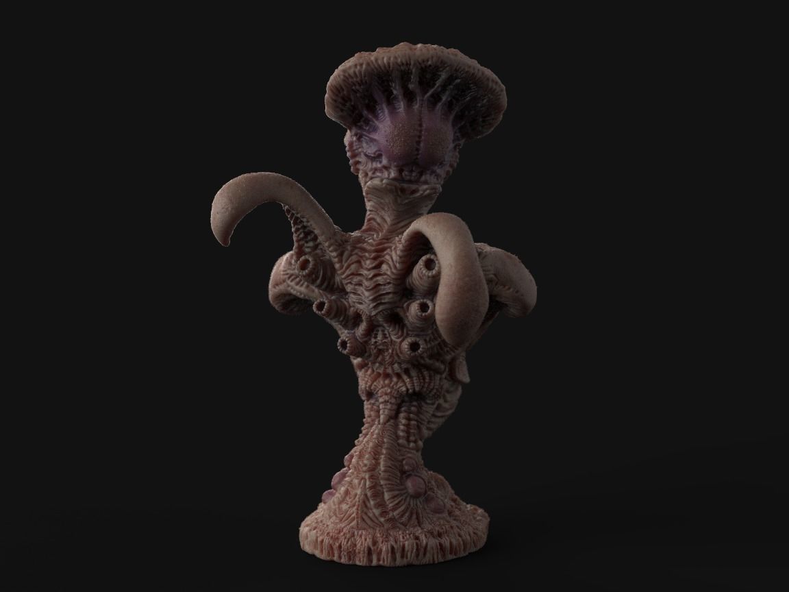 Alien Bust inspired in Giger 3D print model_9