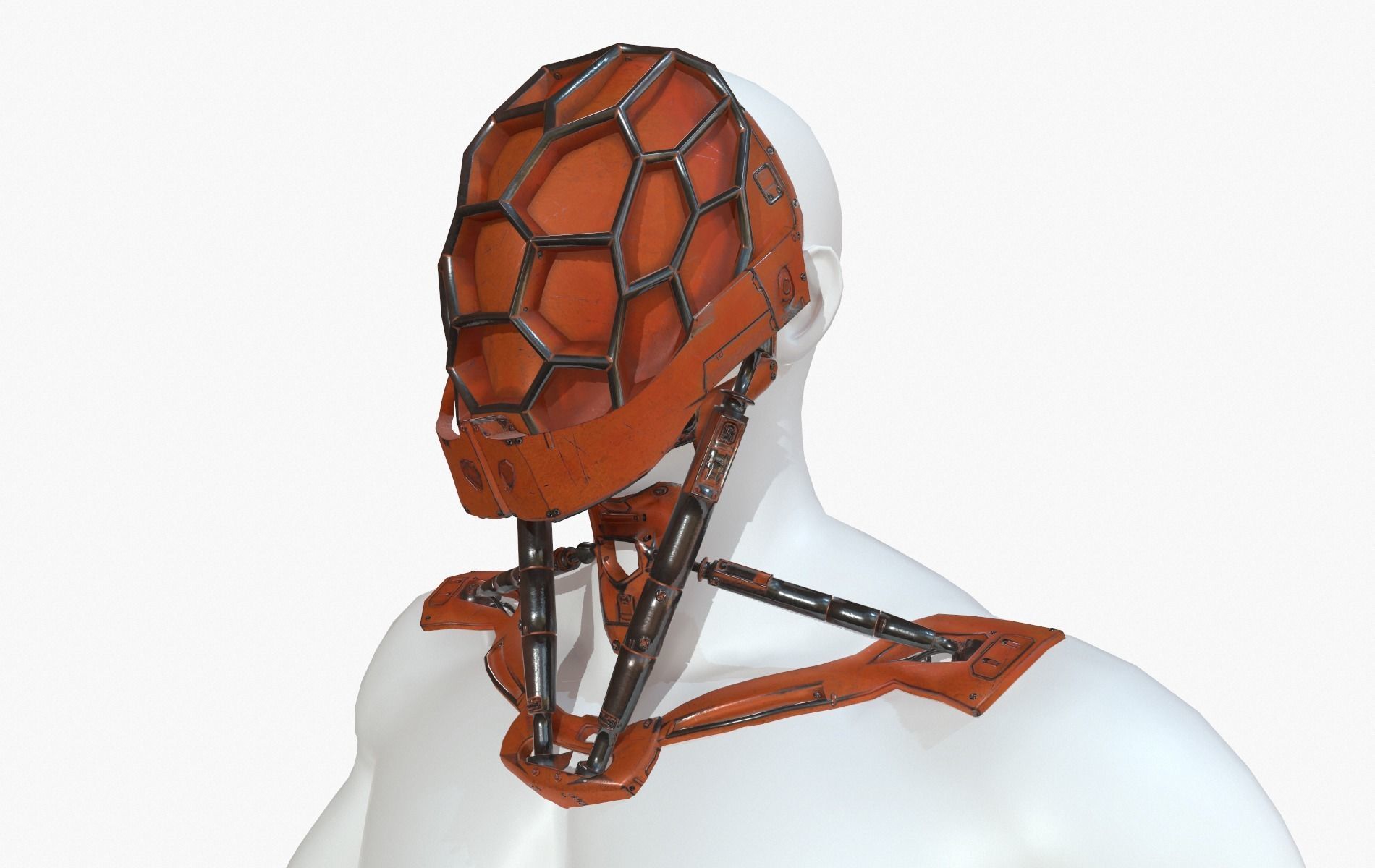 Mask Robot Mecha Cyberpunk Low-poly 3D model_27