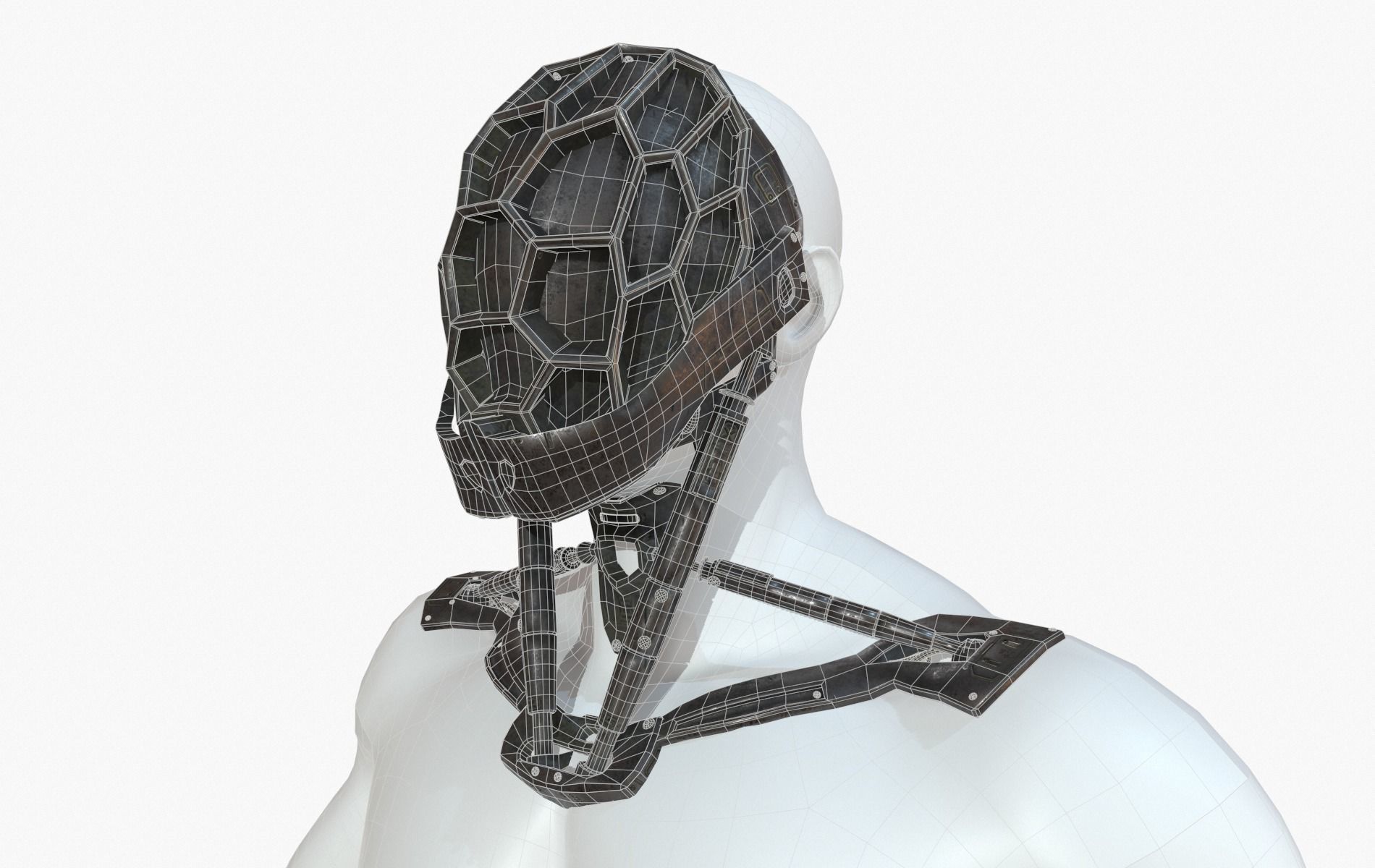 Mask Robot Mecha Cyberpunk Low-poly 3D model_9