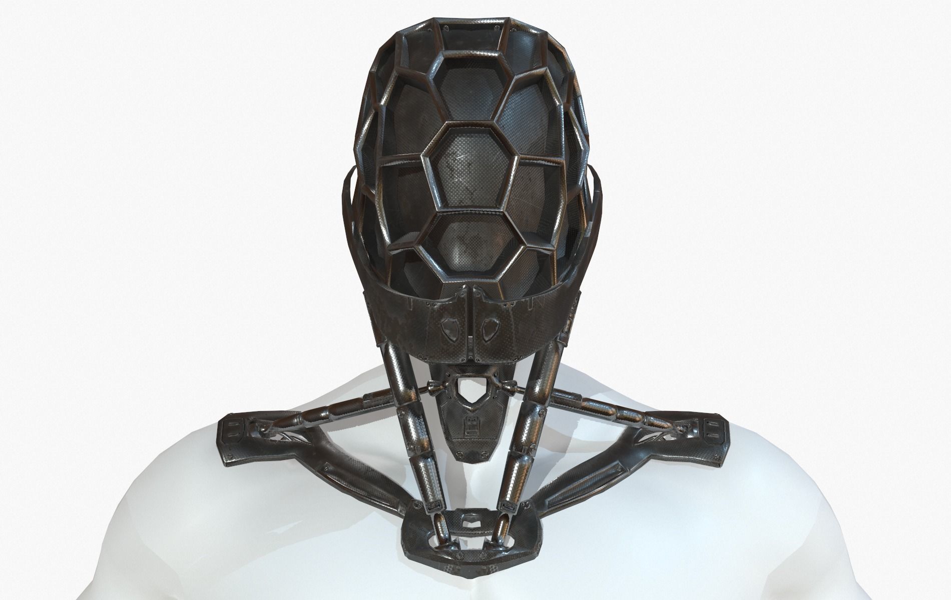 Mask Robot Mecha Cyberpunk Low-poly 3D model_13
