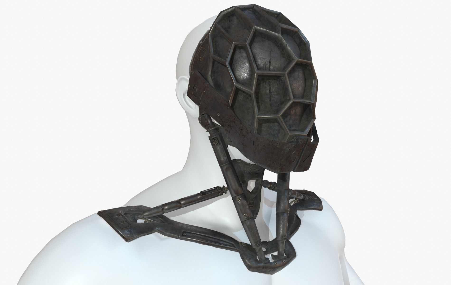 Mask Robot Mecha Cyberpunk Low-poly 3D model_4
