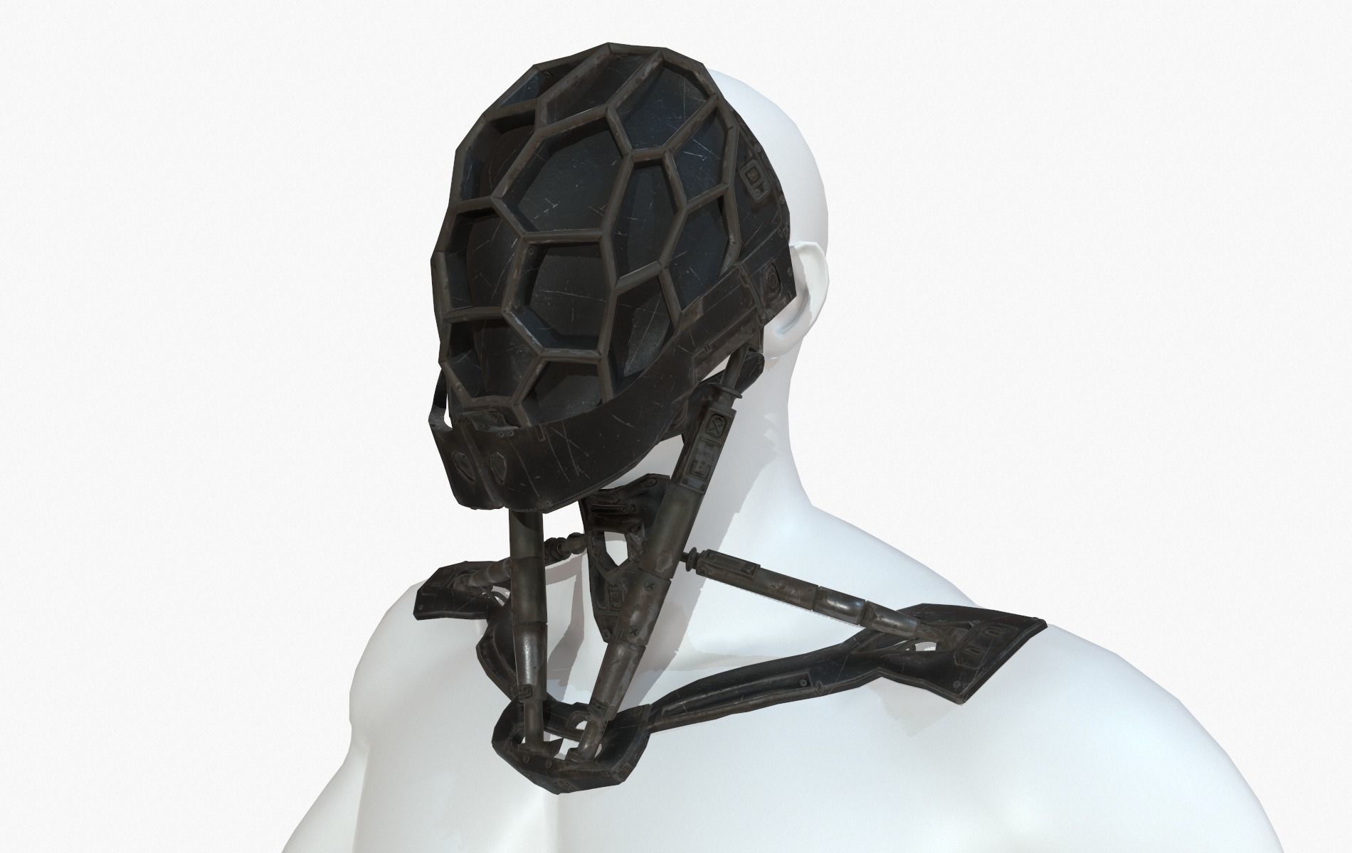 Mask Robot Mecha Cyberpunk Low-poly 3D model_33