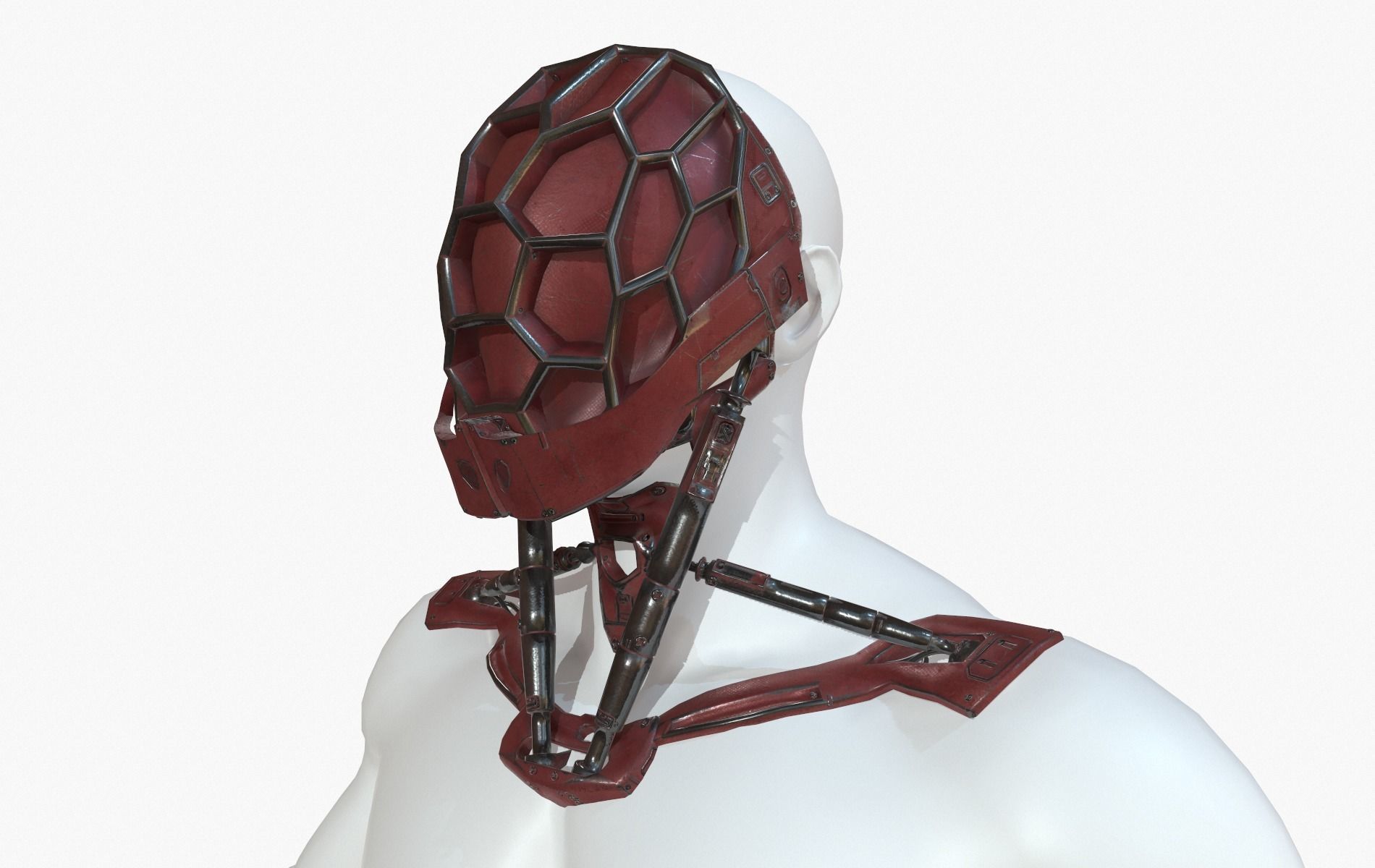 Mask Robot Mecha Cyberpunk Low-poly 3D model_18