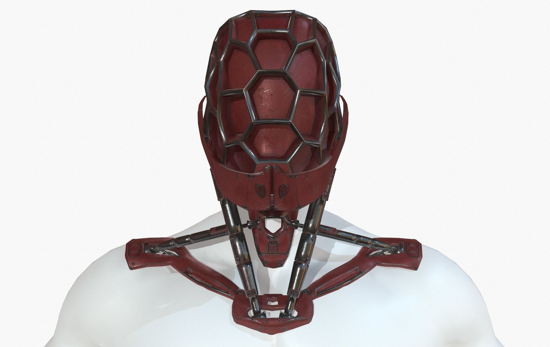 Mask Robot Mecha Cyberpunk Low-poly 3D model_16