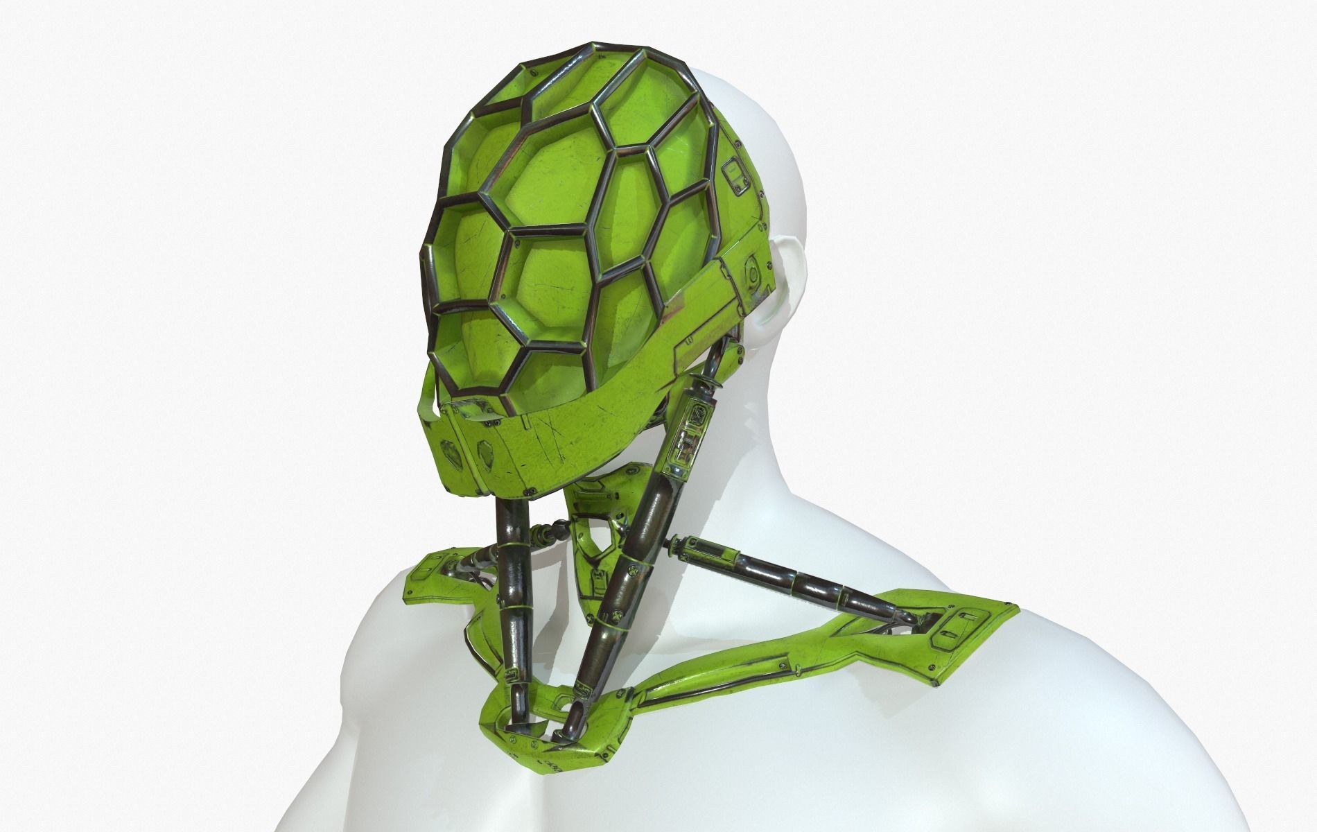 Mask Robot Mecha Cyberpunk Low-poly 3D model_21