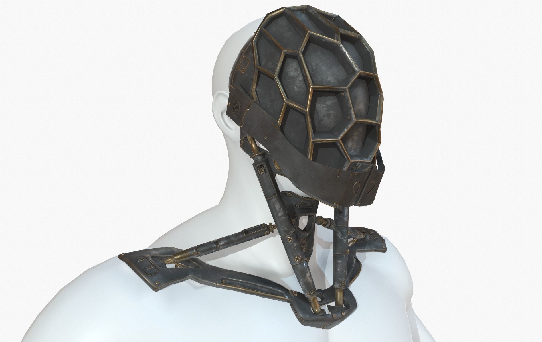 Mask Robot Mecha Cyberpunk Low-poly 3D model_11