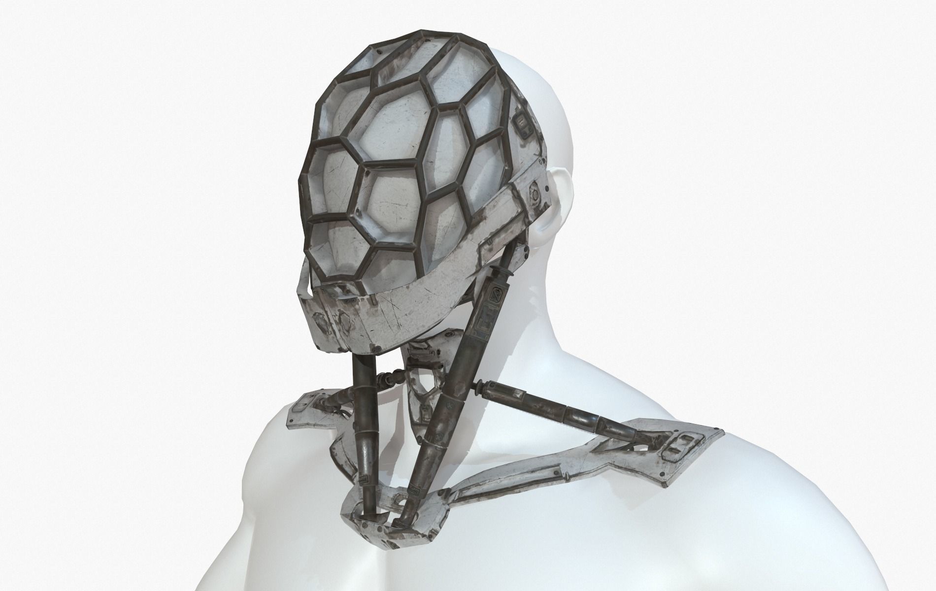 Mask Robot Mecha Cyberpunk Low-poly 3D model_30
