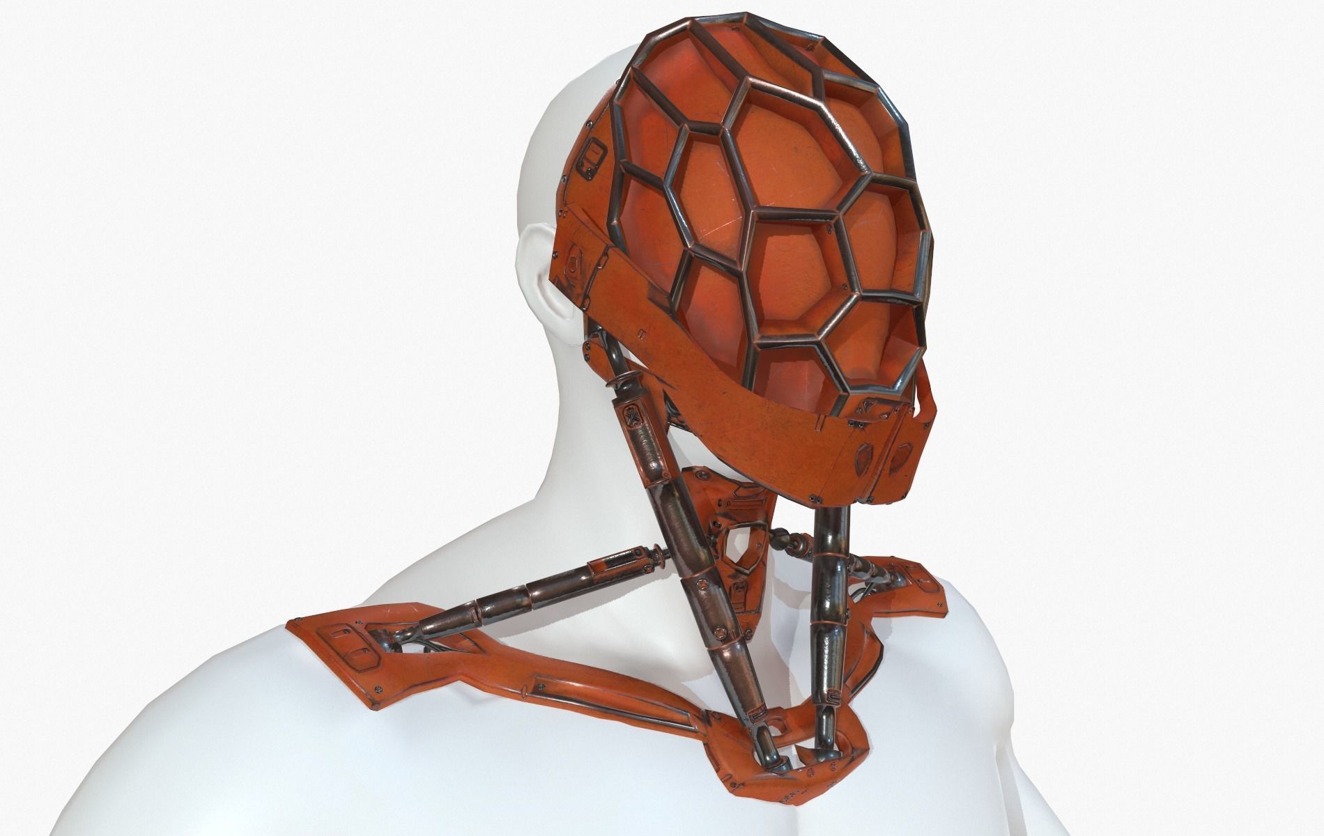 Mask Robot Mecha Cyberpunk Low-poly 3D model_26