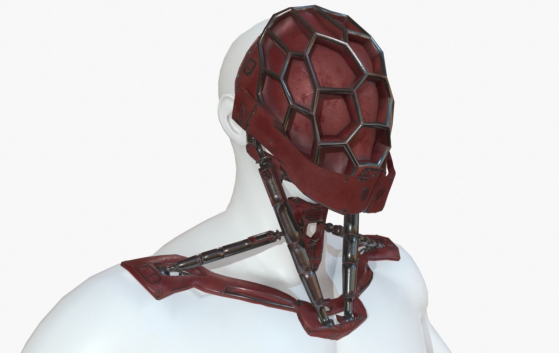 Mask Robot Mecha Cyberpunk Low-poly 3D model_17