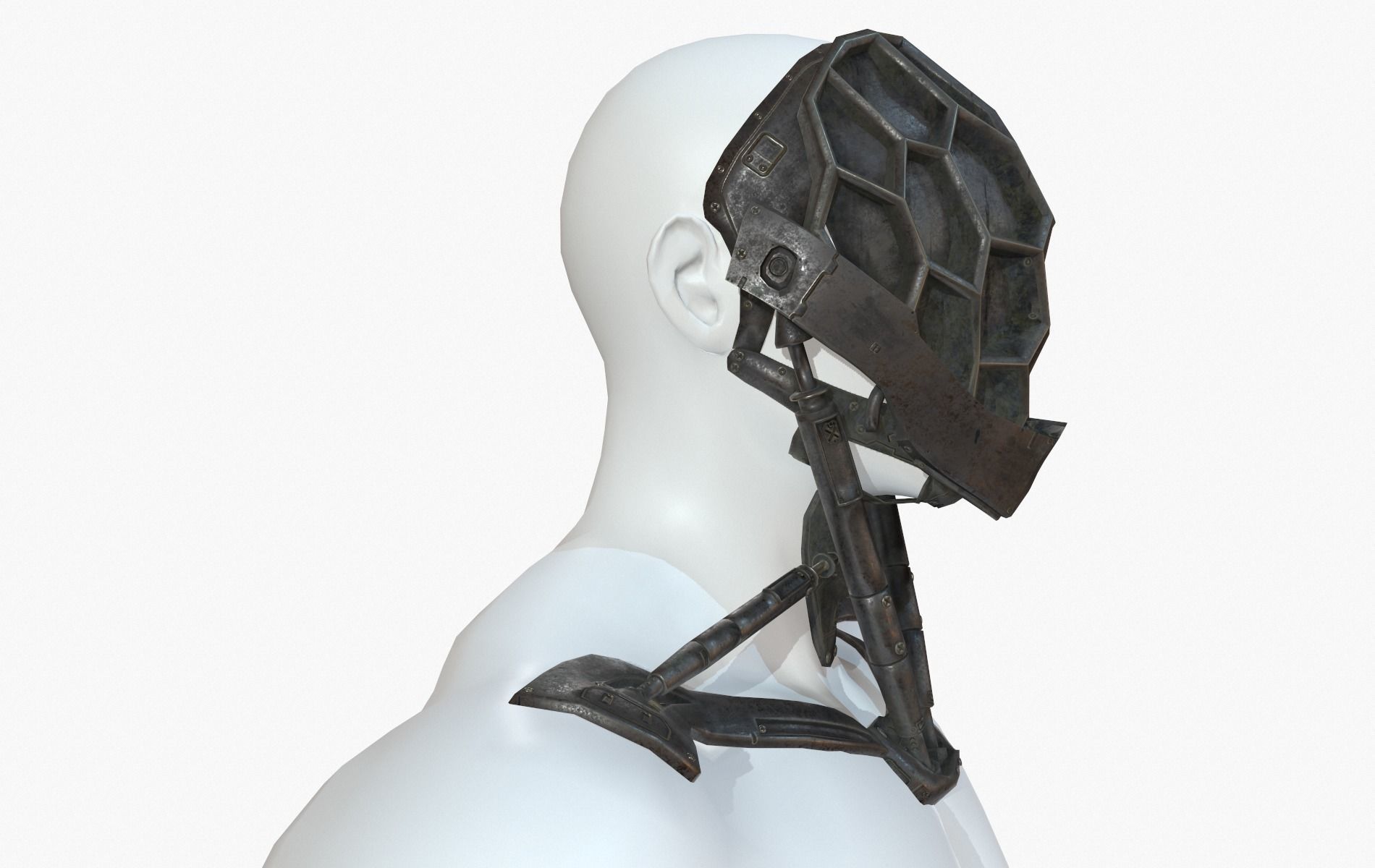 Mask Robot Mecha Cyberpunk Low-poly 3D model_6