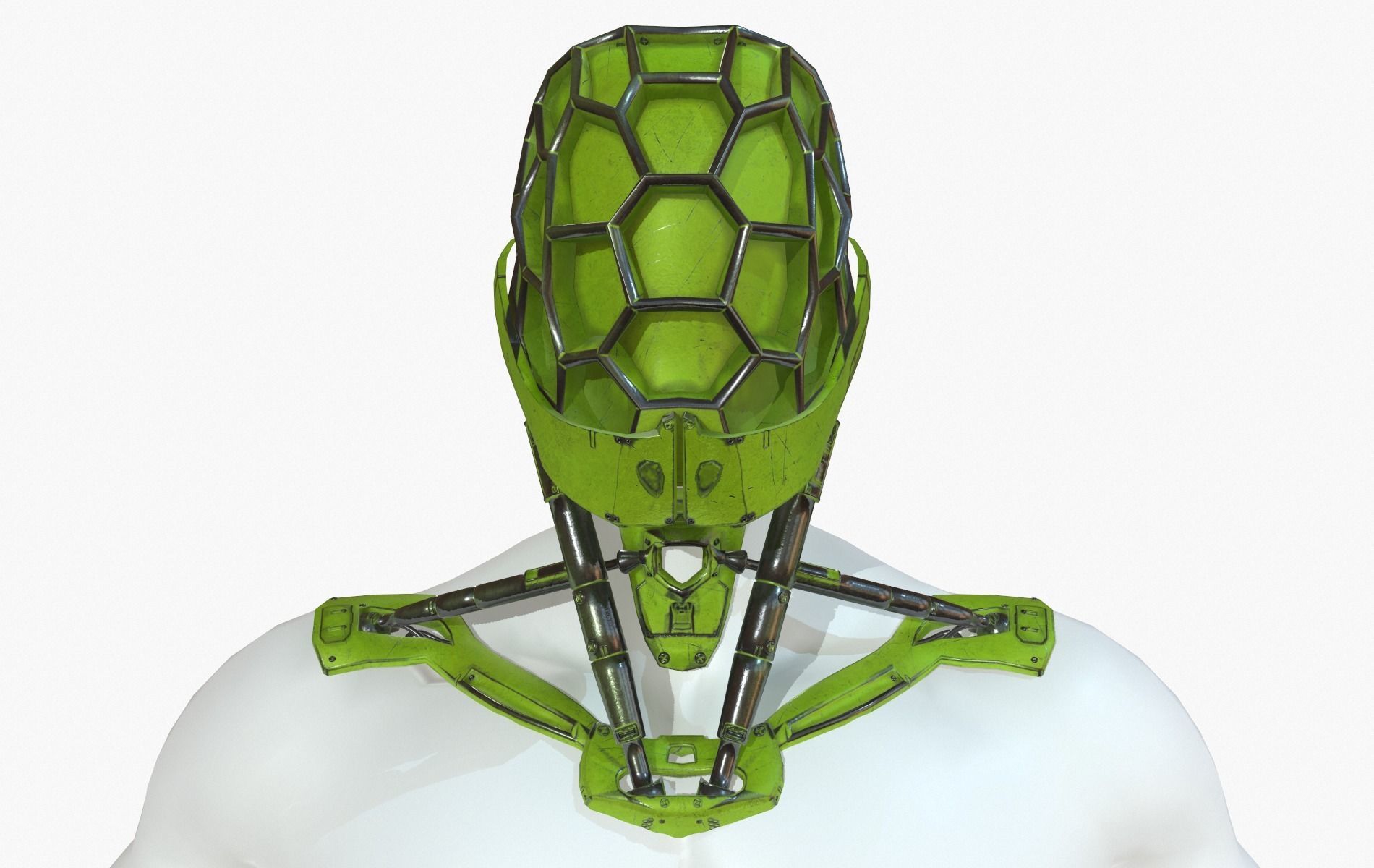 Mask Robot Mecha Cyberpunk Low-poly 3D model_19