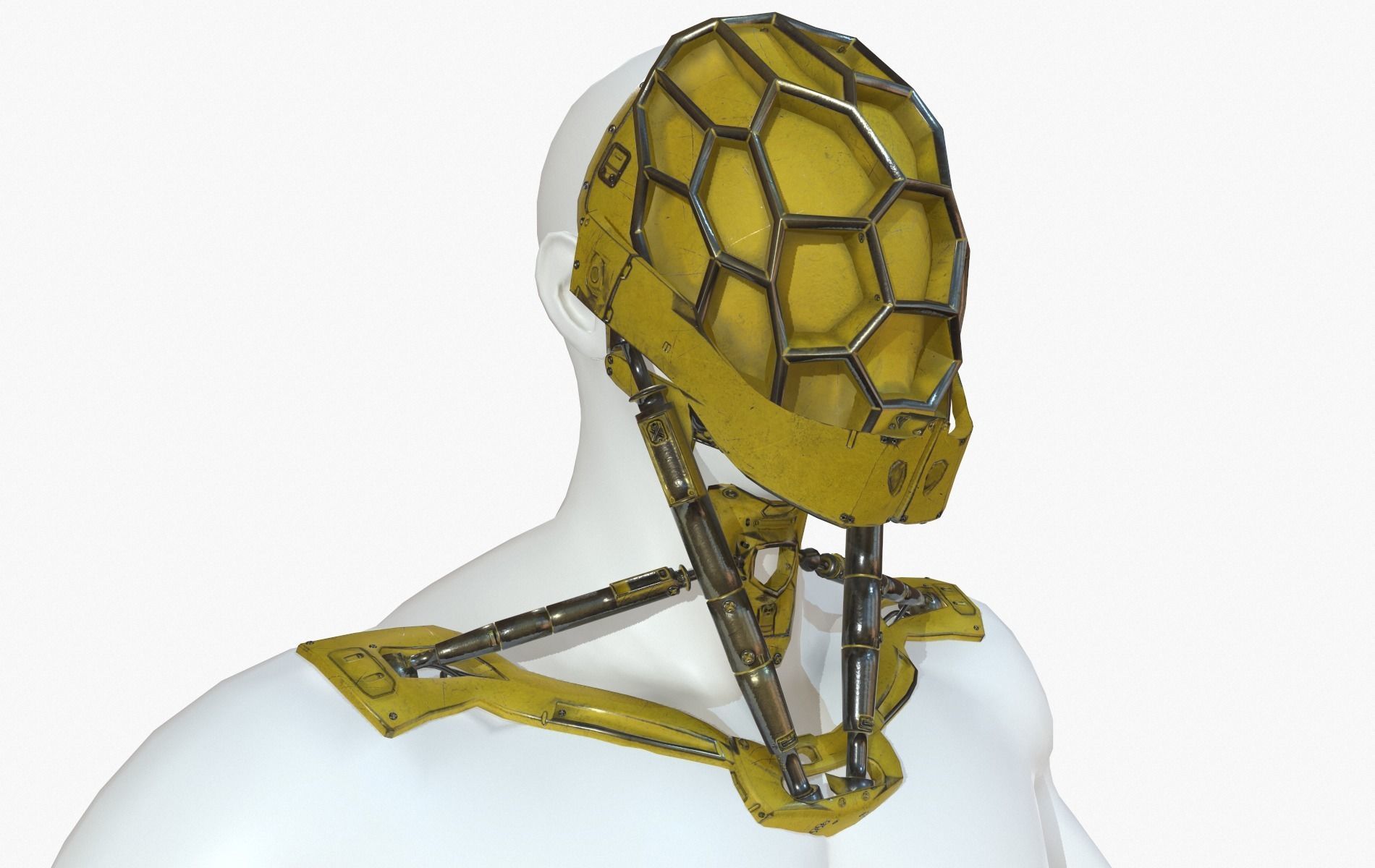 Mask Robot Mecha Cyberpunk Low-poly 3D model_23