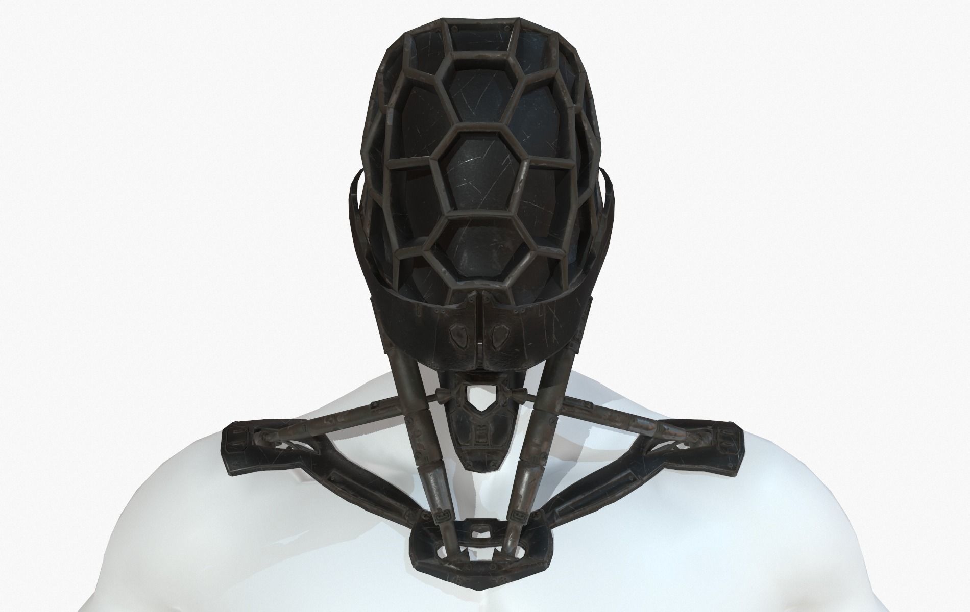 Mask Robot Mecha Cyberpunk Low-poly 3D model_31