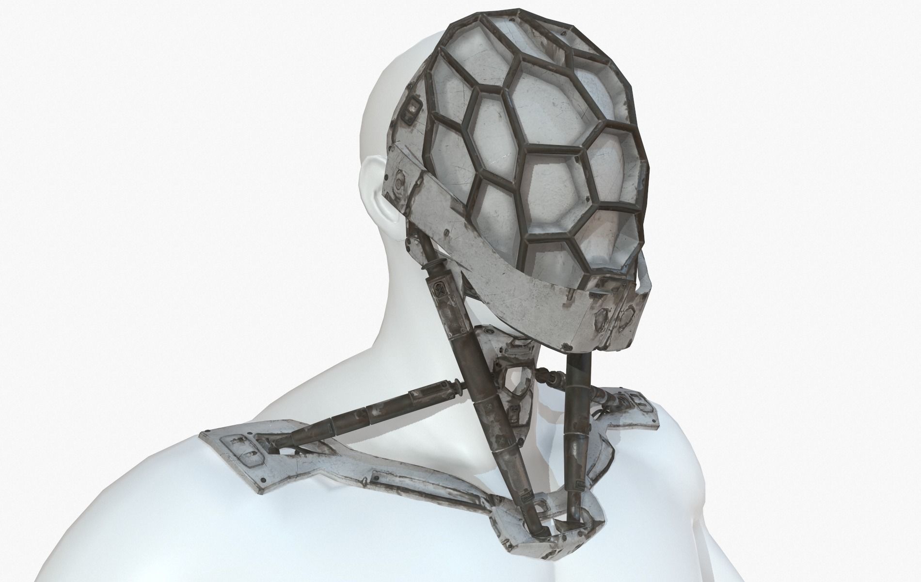 Mask Robot Mecha Cyberpunk Low-poly 3D model_29