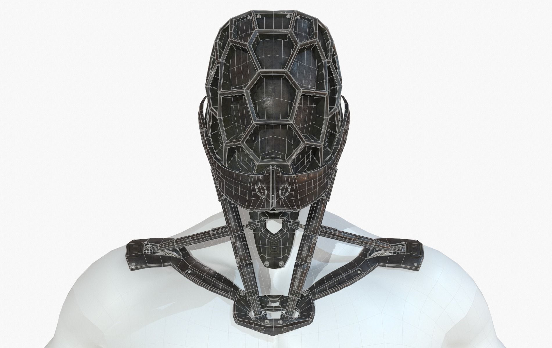 Mask Robot Mecha Cyberpunk Low-poly 3D model_3